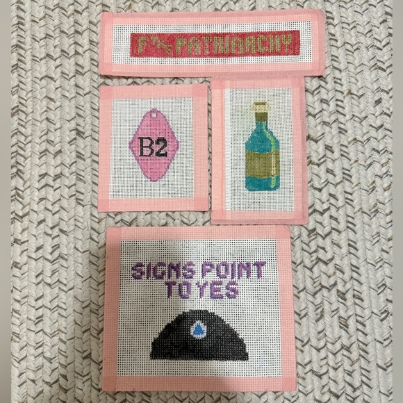 BUNDLE of 4 Handpainted Needlepoint Canvases — 13 and 18 Mesh - Picture 1 of 6